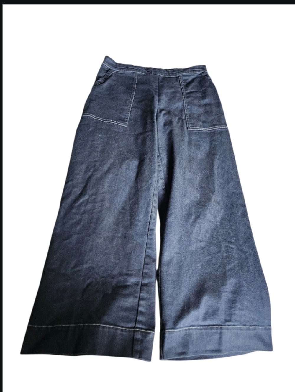 Marigold Large Wide Leg Dark Denim Capris-